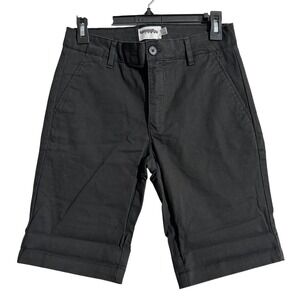 Topman Mens Black Chino Shorts Casual Flat Front Slim Fit Size 28 MCMLXXV Tag